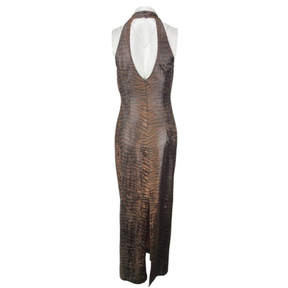 ALGO Animal Print Scale Sheen Maxi Dress Sz Small Petite - Picture 5 of 7